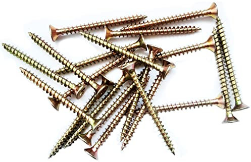 M4 Wood Screws Zinc Plated Yellow Long (0.16 x1.77) 4.0 x 45mm Box of 50pcs