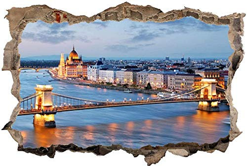 Wandtattoo Skyline der Stadt Wandsticker Wandaufkleber 3D-Effekt Durchbruch für Babyzimmer Kinderzimmer 60x90cm