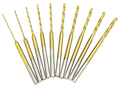 YUENTOEN 10Pcs Mini Twist Drill Bit Set - Micro Engraving Drill Bits, HSS 2.35mm Shank Titanium Coated 0.6mm to 2.2mm Tiny Drill Bit Hole Drilling Tool for DIY Resin, Jewelry, Amber, Beads and Beeswax