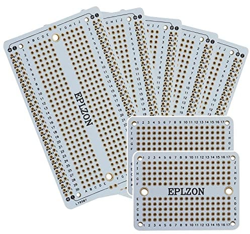 EPLZON Plated PCB Solder-able Breadboard for Electronics Projects Compatible with Arduino Soldering Projects 2.05x3.5 (5 Pack + 2 Mini Board, white)