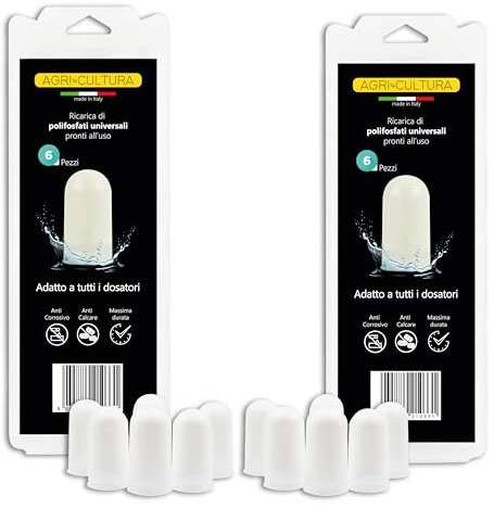 AGRI^HOME - Ricarica di Polifosfati per caldaia universali pronti all'uso, cartucce adatte a tutti i dosatori [12 ricariche pronte all'uso]