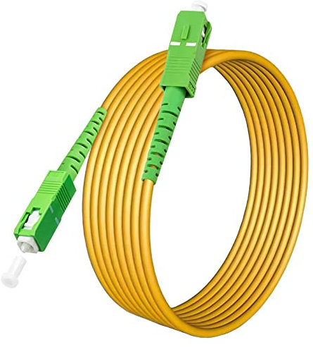 20 Meters SC/APC to SC/APC Fiber Optic Internet Cable, Single Mode Fiber Patch Cable, Fiber Optic Jumper Cable, Optical Patch Cord for Internet - SIMPLEX - 9/125um - OS1/OS2 Compatible, LSZH Yellow