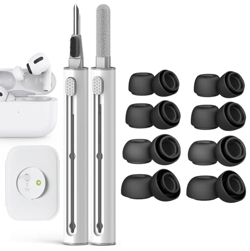 [6 Paar] Ersatz-Ohrstöpsel für AirPods Pro & AirPods Pro 2. Generation mit Reinigungsstift, keine Silikon-Ohrstöpsel, Schmerzen, weiche Silikon-Airpods Pro/Pro 2 Ohrstöpsel (Größen S/M/L), Schwarz)