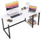 GreenForest Schreibtisch 120cm Mit Stauraum und Monitorständer - Bürotisch für Home Office, Weiß