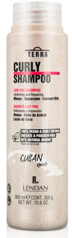 LENDAN Terra Curly Shampoo für feuchtigkeitsspendendes und reparierendes Haar, 300 ml, Low Poo, für lockiges Haar, entfernt Giftstoffe aus dem Haar, geeignet für Curly-Methode, ohne Sulfate, Parabene