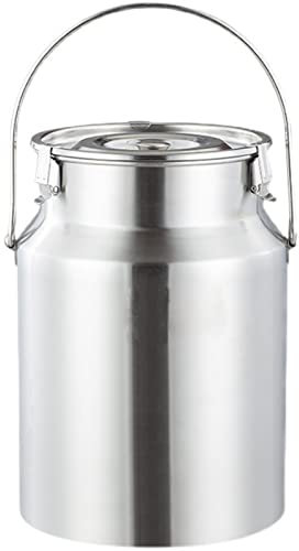 Samnuerly Bidons de Lait 3L/5L/10L avec poignée Unique, Seau de Transport de Lait en Acier Inoxydable 304 cruche à Eau Seau à vin Bouteille boîte à thé barils scellés en Silicone,10L (3L)