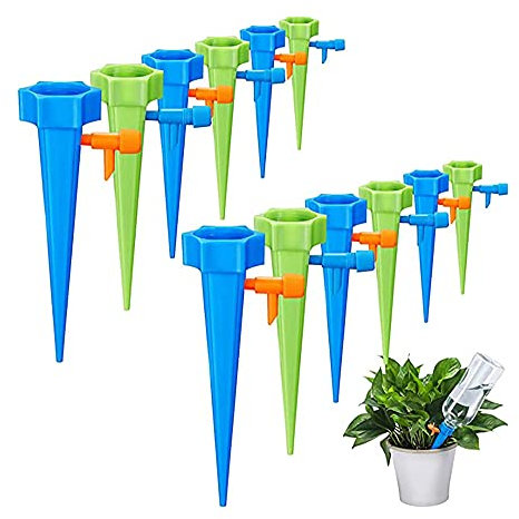 12Pack Automatic Watering Devic, Adjustable Plant Waterer Self Watering Spikes with Slow Release Control Valve Switch for Outdoor and Vacation Plant Watering