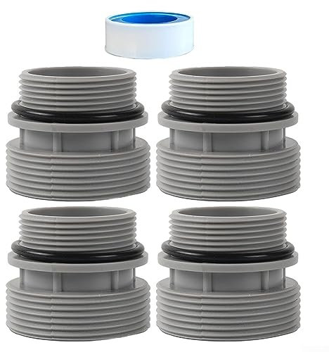 DAZZLEEX Kit di conversione per Tubo da Piscina da 40 mm a 1 1/2, adattatori e O-Ring per Intex e per Coleman Fuori per Terra, Confezione da 4
