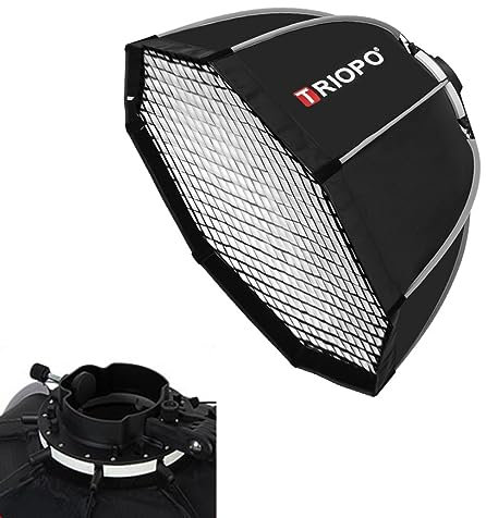 Triopo Kx90 Soft Box 35,4 Pulgadas/90 Cm Softbox con Rejilla De Panal, Paraguas Octágono Fotografía Softbox para Godox V1 Ad200Pro Flash De Cabeza Redonda