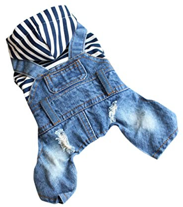 POPETPOP 1stück Kapuzen-hundekleidung Jumpsuit Für Hunde Langlebige Jeans-Latzhose Für Outdoor-aktivitäten Geeignet Für Kleine Und Mittelgroße Haustiere