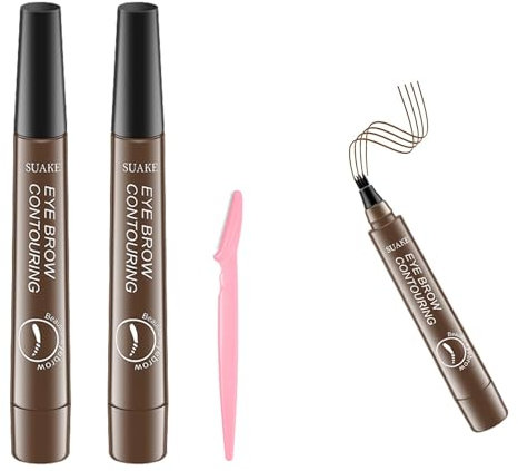 Wasserfest Brauenstift,Augenbrauenstift,Schweißfest Eyebrow Pencil,2pcs Wasserdichter Tattoo-Augenbrauenstift, Augenbrauenstift für Einsteiger und Profis,Dunkelbraun