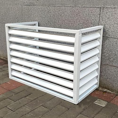 Cache Pompe a Chaleur Extérieur，Cache Climatiseur Exterieur，Aluminium Persienne Garde Corps Cadre，Cache Poubelle Exterieur Protection Antivol Beau Durable (Color : White-3 sides, Size : 2-3P)