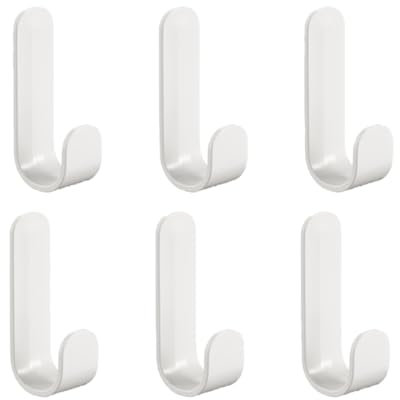 BHIPKOT Crochets adhésifs, 6 crochets en plastique, crochets muraux adhésifs, crochets pour serviettes, pour la cuisine, la salle de bain, le salon,White