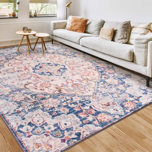 Betadistor Large Rugs for Living Room Carpets - Vintage Area Rugs for Bedroom Machine Washable Rug Anti Slip 4X5.3 Ft, 303-09120