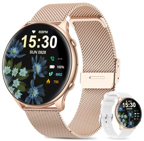 SLOKSFil Smartwatch Damen mit Telefonfunktion,1.39 HD Touchscreen/Menstruationszyklus/Herzfrequenz/Schlafmonitor/Schrittzähler/IP67 Wasserdicht/für iOS Android (Rosegold)