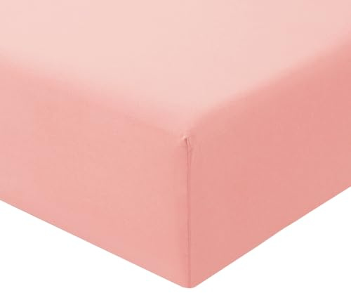 RUIKASI Double Fitted Sheet Deep 40cm Pocket, Peach 135x190cm | OEKO-TEX Soft Brushed Microfiber Bottom Sheet Ultra Deep Fit Bedsheet Machine Washable Easy Care