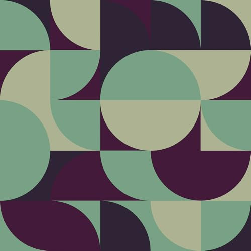 CRE8TIVE Geometric Peel and Stick Wallpaper Retro Removable Wallpaper for Living Room Bathroom 30.5cmx300cm Green Purple Mid Century Contact Paper Self Adhesive Art Deco Wallpaper for Cabinet Drawer