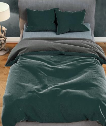 Leonado Vicenti Plüsch Teddy Bettwäsche 155x220 cm Cashmere-Touch 2teilig Garnitur Set Winter extrem warme Einfarbige Uni Garnitur kuschelig weich