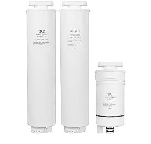 BEM 3er-SET Ersatzfilter (RO, PAC und CF) für BEM Luna Wasserfilteranlage, Auftischgerät mit Umkehrosmose, Polypropylen-/ Baumwollstab mit Aktivkohle, Komposit - Kohlenstoffstab