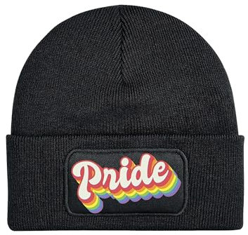 NIMAMA Mütze Beanie Pride Wintermütze Statement Spruch Print Geschenk Unisex Strickmütze für Herren & Damen - Schwarz