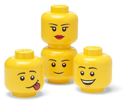 Room Copenhagen LEGO Storage Head Mini Set (4 PCS) - Fun Stackable Storage Boxes with Unique Character Designs