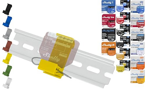 Hutschienenhalter Flat für 18 Shellys: 1 Gen3,1PM Gen3,2PM Gen3,i4 Gen3,Plus 1,Plus 1PM,Plus 2PM,Plus i4,Plus 0-10V Dimmer,Wave 1,Wave 1PM,Wave 2PM,Wave Shutter,Wave i4 (Gelb)