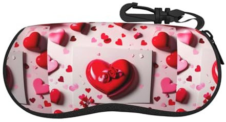 jingong Custodia per occhiali flessibile ultra leggera per San Valentino, design spazioso per occhiali, unisex, Nero , Taglia unica