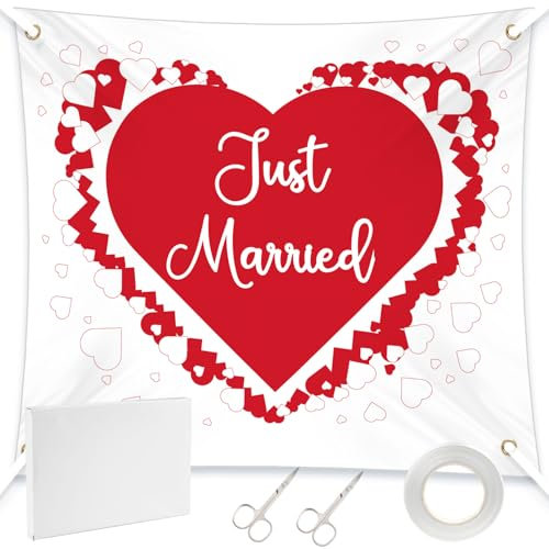 Hochzeitsherz zum Ausschneiden, 200x180cm Herz zum Ausschneiden Hochzeit, Hochzeitslaken mit 2 Scheren, Herz Ausschneiden Hochzeit Standesamt Deko - für Hochzeits Dekorationen (Herz)