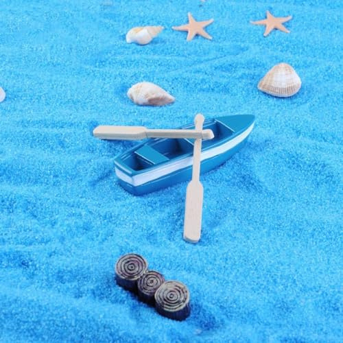 1Sets Mini Rowboat Mini Tiny Wooden Boat with Oars for Fairy Garden Kits for DIY Fairy Garden Dollhouse Decoration, Miniature Dollhouse Boat with Oars Canoe Model Figurines