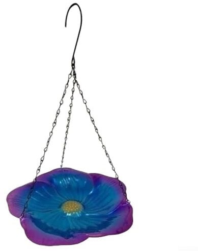 Abreuvoir à oiseaux en métal à suspendre pour petits oiseaux dans votre jardin (bleu)