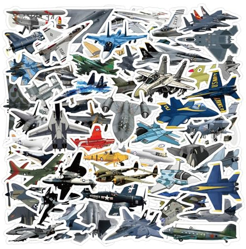 Kids Teens Airplane Stickers 50PCS Fighter Plane Stickers Military Aircraft Stickers for Teens Boys Men Laptop Water Bottles Helmet Luggage Phone Skateboard Bike Bumper
