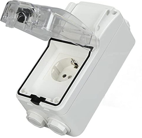 Robuster Starker Auswirkungen ABS -Outlet, Wandscheibe mit Abdeckung Deutscher Kippschalter 250 V 16A für Garten, Workshop, Werbespot