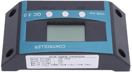 Contrôleur de Charge Solaire PWM MPPT 30A 12V 24V Affichage LCD Deux Ports USB Régulateur de Batterie du Panneau Solaire pour les Bateaux de Voitures RVS