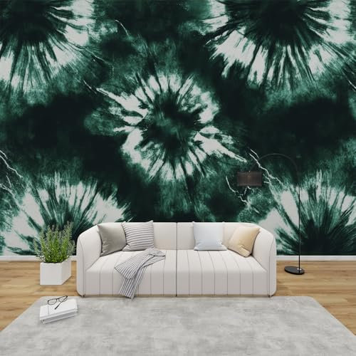 QEODAH 3D Tapete Farbverlauf Schlafzimmer, Fototapete Tie Dye, Vliestapete Smaragdgrün, Tapeten Wohnzimmer Muster, Abstrakte Wand Deko Kinderzimmer, Wandtapete, Mustertapete Vlies 150x105 cm
