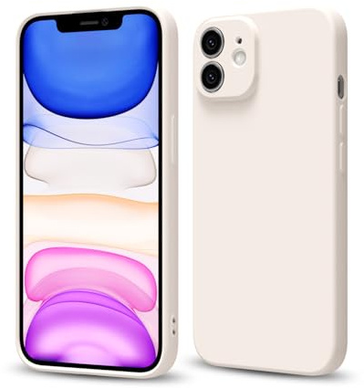 Svaove for iPhone 11 Phone Case Liquid Silicone, Thin Ultra Slim Minimalist Phone Cover, Girly Cute Plain Bright Solid Color Matte Soft Rubber Jelly Gel Plastic TPU Bumper, Beige Cream