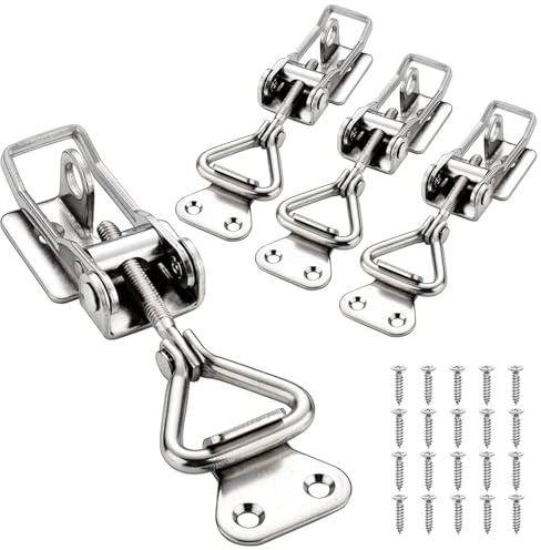 Noaxylic 4 Pièces Loquet a Bascule, Fermeture à Levier en Acier Inoxydable, Fermeture à Levier Loquet avec 20 Vis, Pinces à Bascule Réglables Sauterelle de Serrage pour Armoire, Porte, Boîte