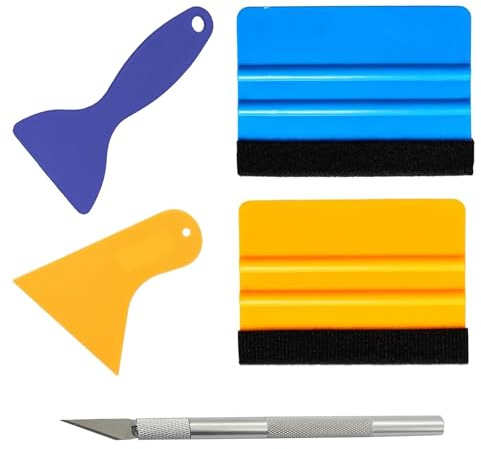 5 Pcs Vinyl Wrap Tool Kit, Wallpaper Tool Kit, Window Film Tint Application, Include Triangular Scraper, Square Scraper and A Carving Knife, Scraper for Car Window Tint, Wallpaper