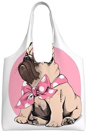 QAZWZML Bedruckte Canvas-Tasche mit lustigem Mops-Motiv, geeignet für Reisen, Pendeln oder Einkaufen, Fitness und Sport