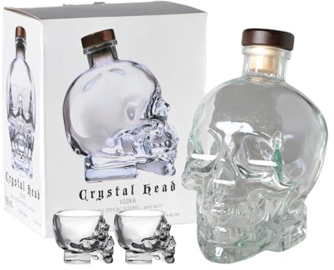 Crystal Head Vodka Boxed Gift Set with 2 Glasses 750ml – Premium Canadian Vodka in Iconic Skull Bottle – Triple Crystal Filtered – For Collectors & Celebrations