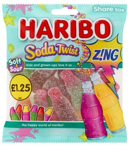 Haribo Soda Twist Zing | Case of 12 x 160g PMP Bags | Fizzy Cola & Fruit Flavoured Gummy
