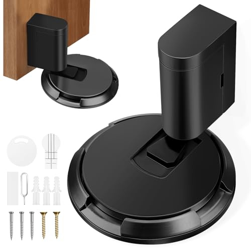 ITClosud Cale Porte Bloc Porte, Butée de Porte Magnétique Lourde, Réglable Sans Perçage, Butée de Porte au Sol Mécanique avec Adhésif pour mur de Sol de Porte (Noir)