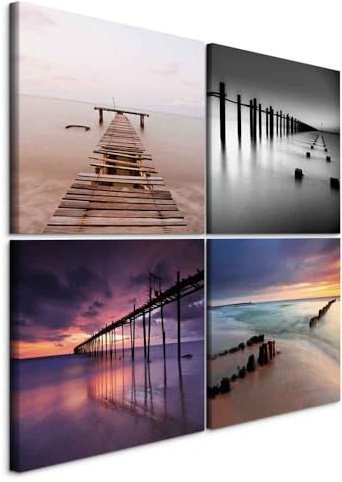 murando - Leinwandbild Set Nordsee Strand Landschaft, 60x60 cm, 4-teilig | Hochwertige Leinwand, sofort aufhängbar, ideal fürs Wohn- oder Schlafzimmer, wasserfest und lichtecht, langlebig, stilvoll