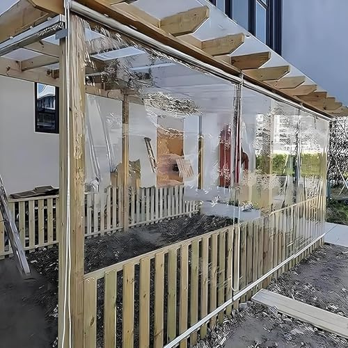 Aeovot Waterproof Clear PVC Outdoor Roller Blinds Shades Windproof/Dustproof Transparent Vinyl Plastic Roll Up Shades Blinds Partition Curtains for Pergola Patio Balcony Porch Gazebo(120x140 cm)