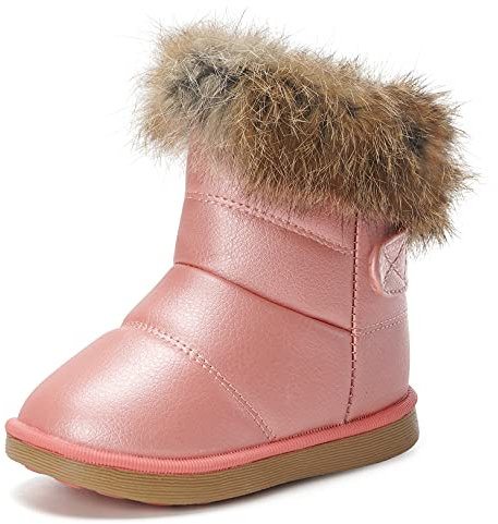 KVbabby Bambine e Ragazze Carino Stivali da Neve Morbide Fodera calda Stivali Scarpe di Cotone Piatto Pelliccia Stivali,rosa,22 EU = produttore 23