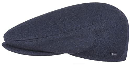 Lipodo Inglese Classic Flatcap Damen/Herren - Flat Cap Made in Italy - Unifarbene Wintercap mit Wolle - Schirmmütze Herbst/Winter - Schiebermütze dunkelblau 56 cm