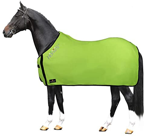 Horses, Fleece Pferdedecke, Basismodell, weich und bequem, ideal für Transport und Feierabend, Größe XS-120cm bis XXL-162cm, erhältlich (Lindgrün-135 cm)