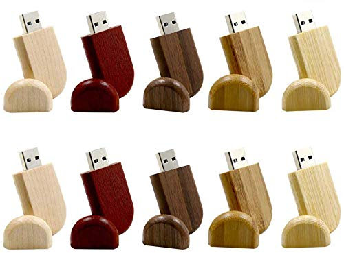 A Plus+ USB Stick 8GB Holz und Bambus USB 2.0 Memory Sticks Speicherstick Flash Drive (10 Stück)