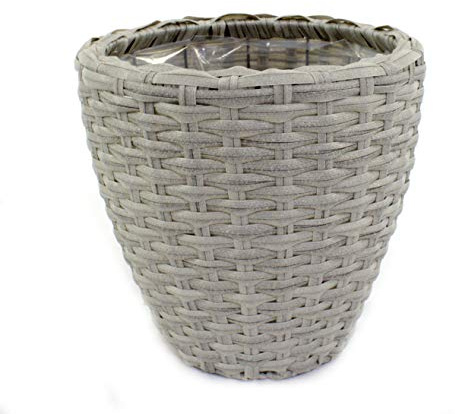 DARO DEKO Rattan Blumentopf rund 1 Stück - S grau