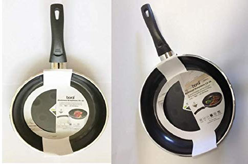Chriluka 2er Set Boral Alu-Bratpfannen 24 + 28 cm 3D Induktionsboden Antihaftbeschichtung