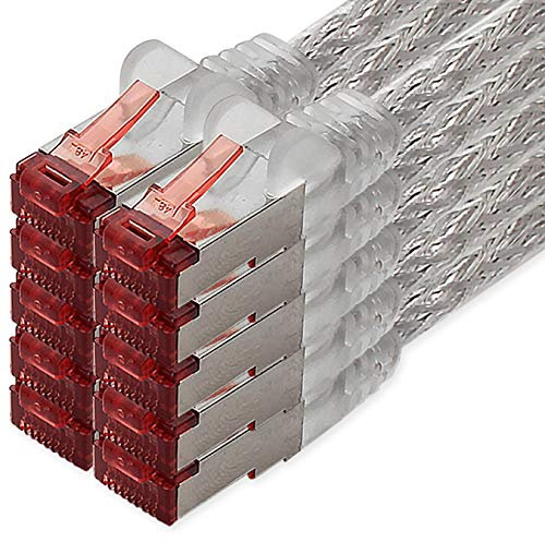 Cat6 Netzwerkkabel 10 X 0,5m transparent Ethernetkabel Lankabel Cat6 Lan Netzwerk Kabel Sftp Pimf Patchkabel 1000 Mbit s